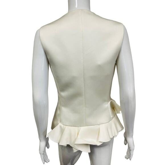 VIKTOR & ROLF Cream Front Vest Ruffle Accent V-Neck Top Blouse Size 42 - Picture 2 of 3